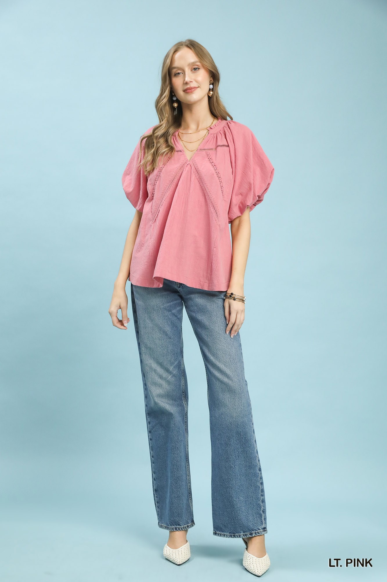 Lace Inset Puff Sleeve Boho Blouse, image 6