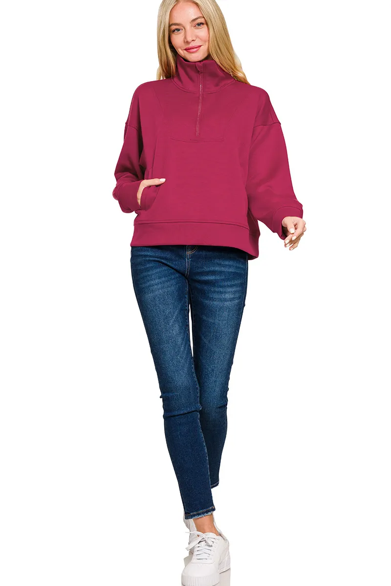 Scuba Half Zip Sweatshirt with Pockets, image 4
