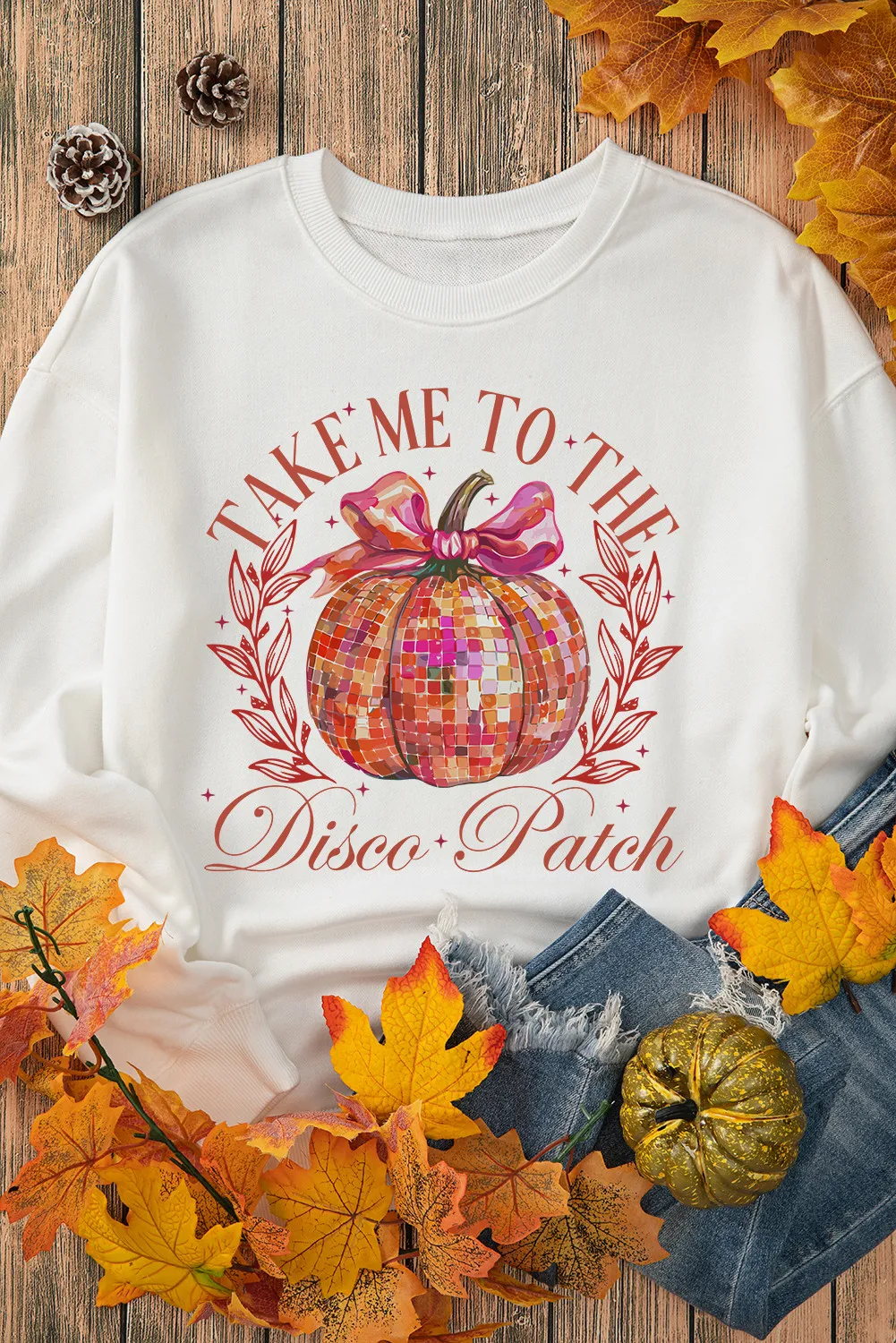 Graphic Round Neck Long Sleeve Sweatshirt, image 4