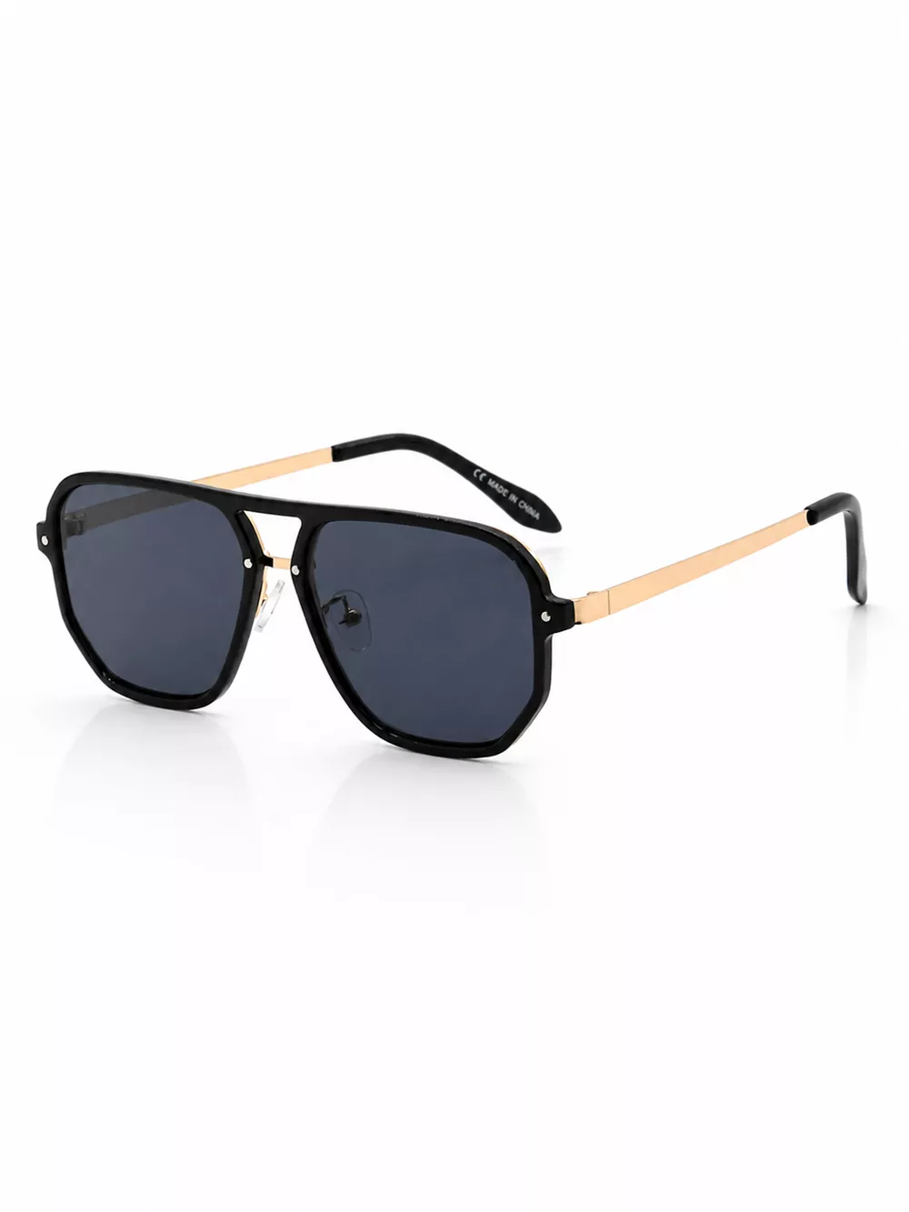 Aviator Sunglasses with Black Lenses and Gold Accents, image 4