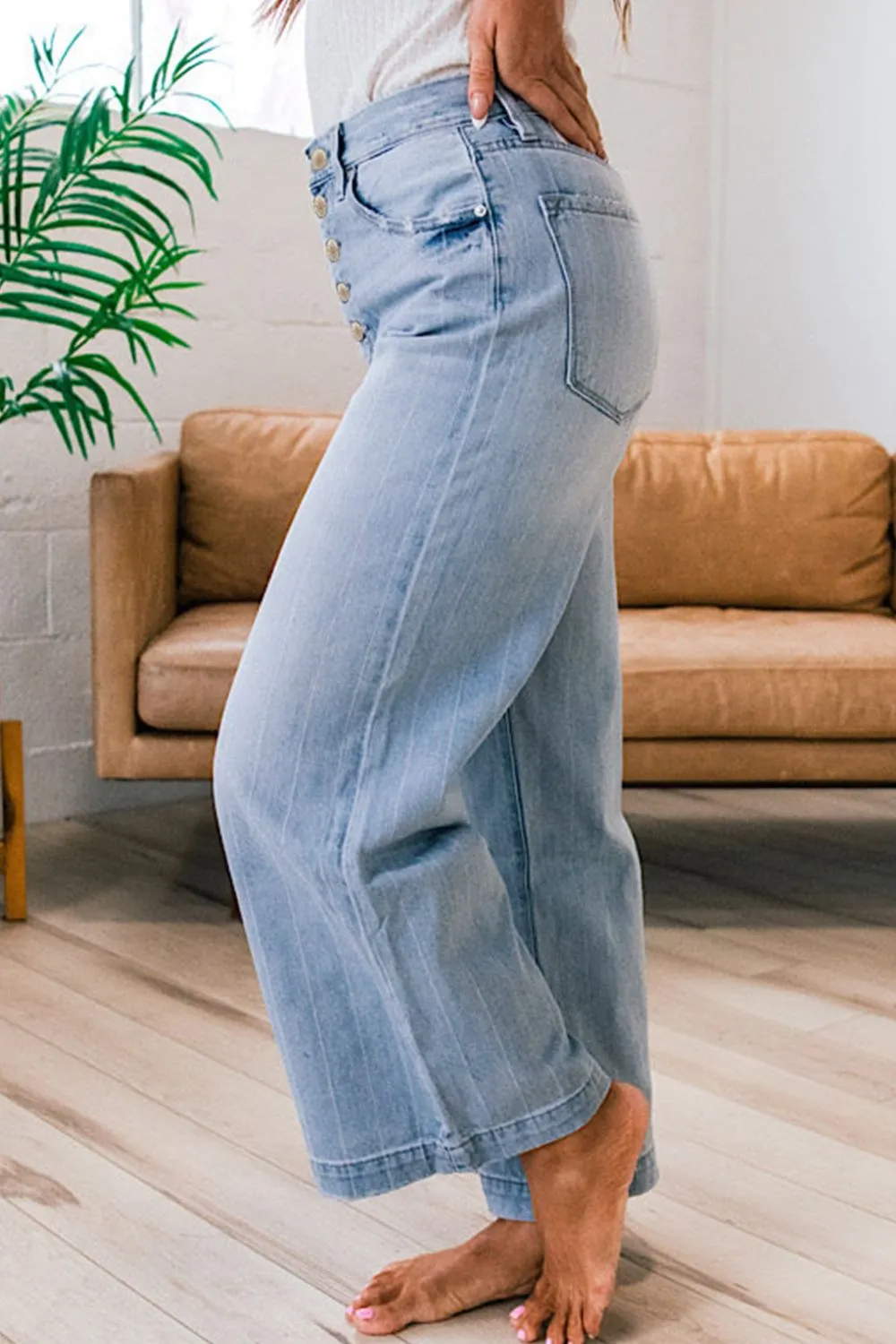 Wide Leg Button Fly Jeans, image 4