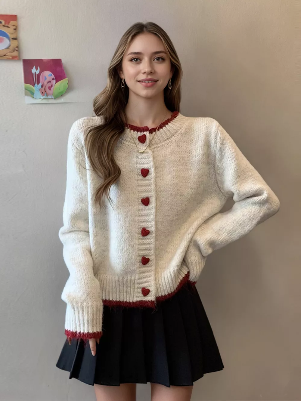 Heart Button Up Knit Cardigan, image 5