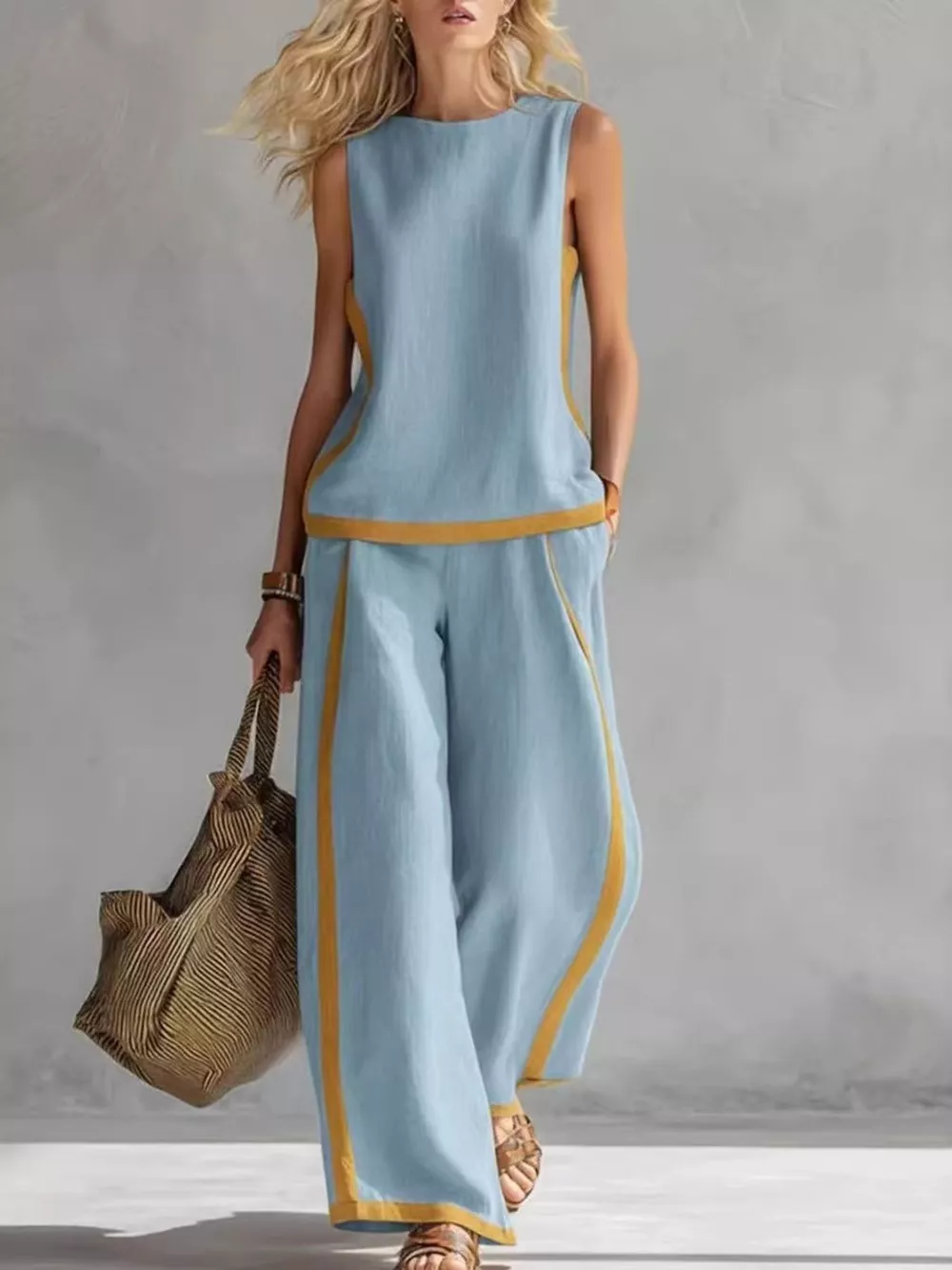 Sleeveless Tank Top and Wide-Leg Pants Set, image 3