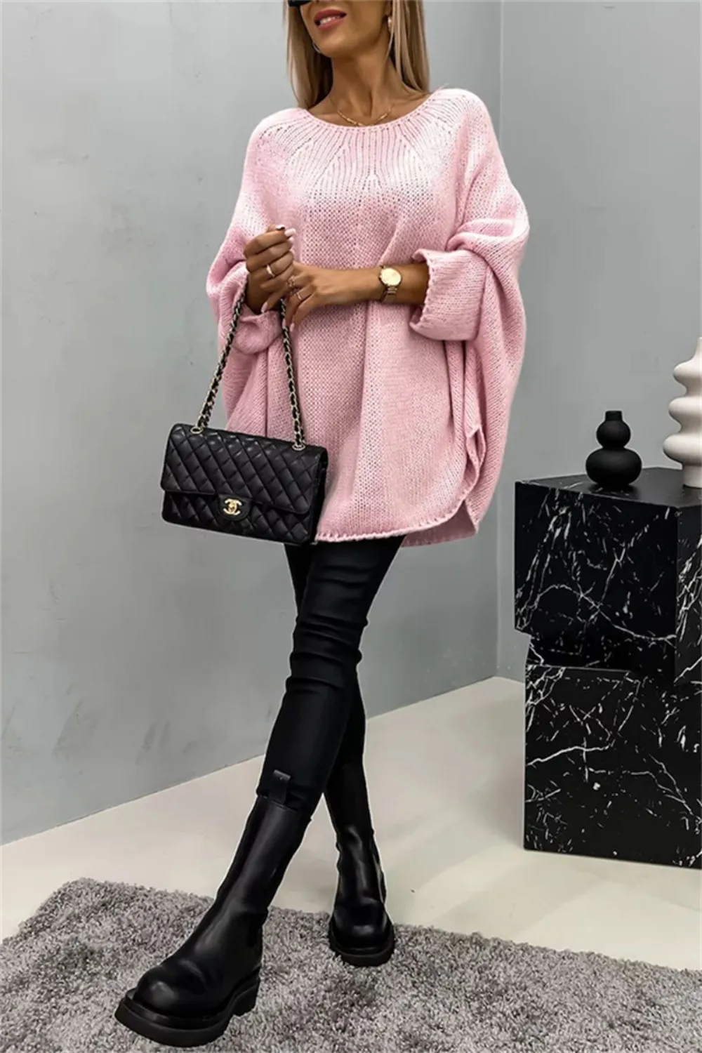Round Neck Batwing Sleeve Sweater, image 29