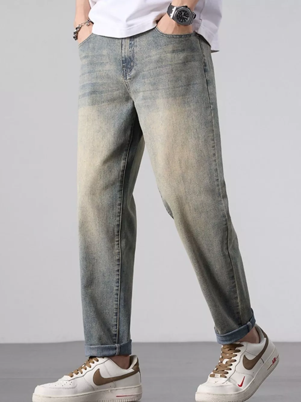 Men's Wash Straight Leg Jeans, image 6