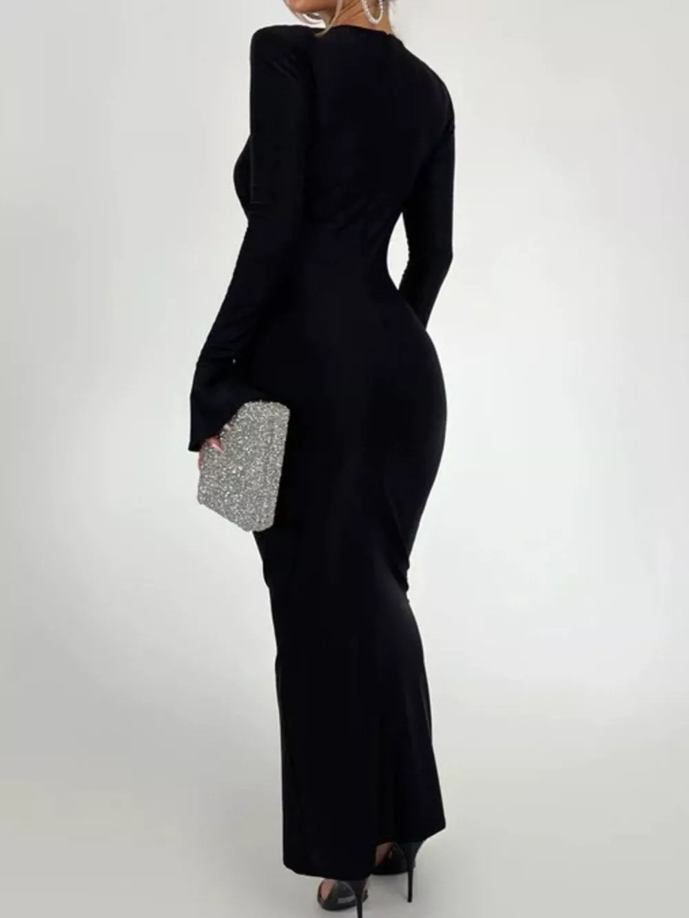 Ruched Long Sleeve Bodycon Maxi Dress, image 13