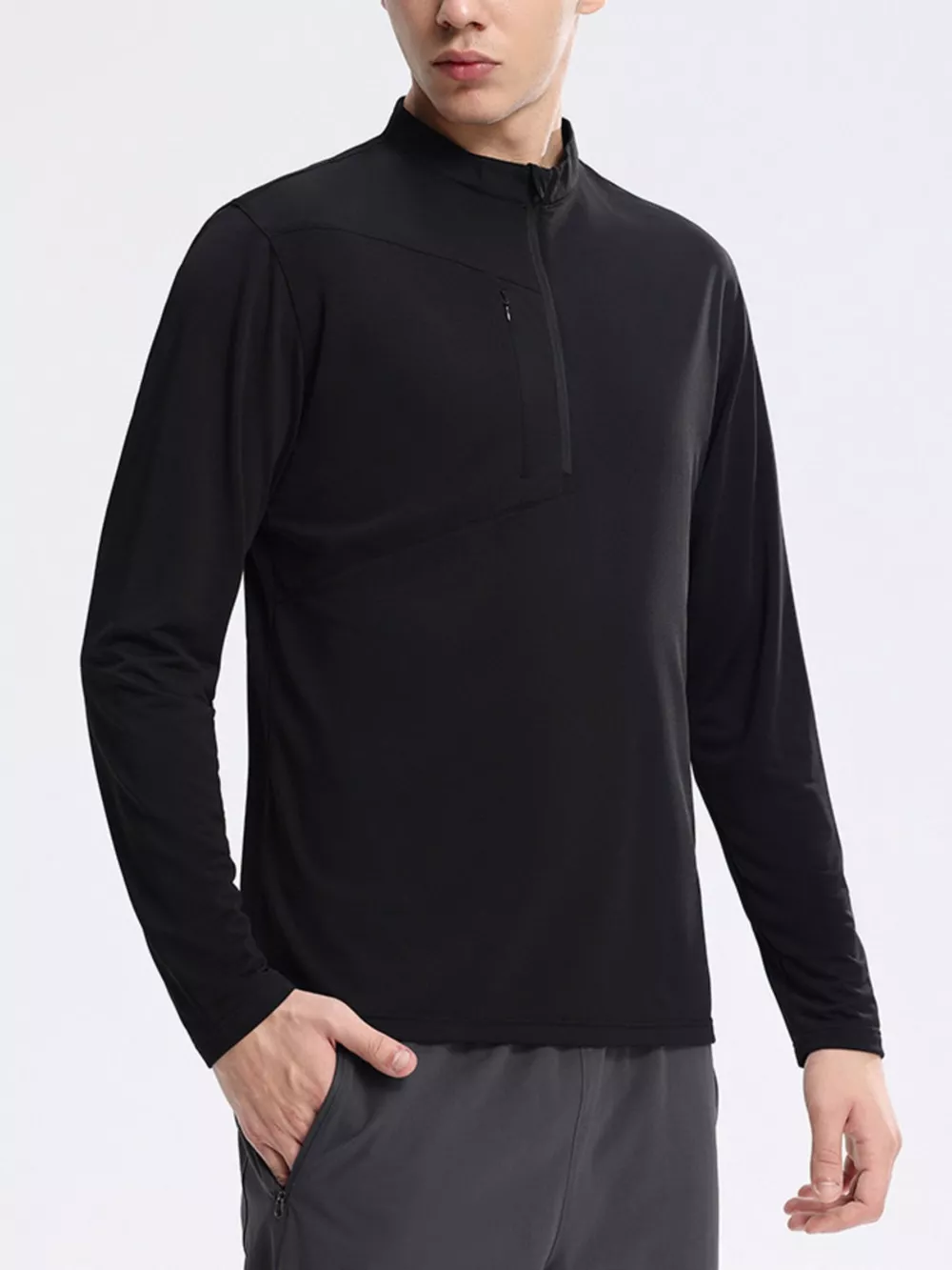 Men's Plus Size Slim Fit Quarter-Zip Sweatshirt, image 4