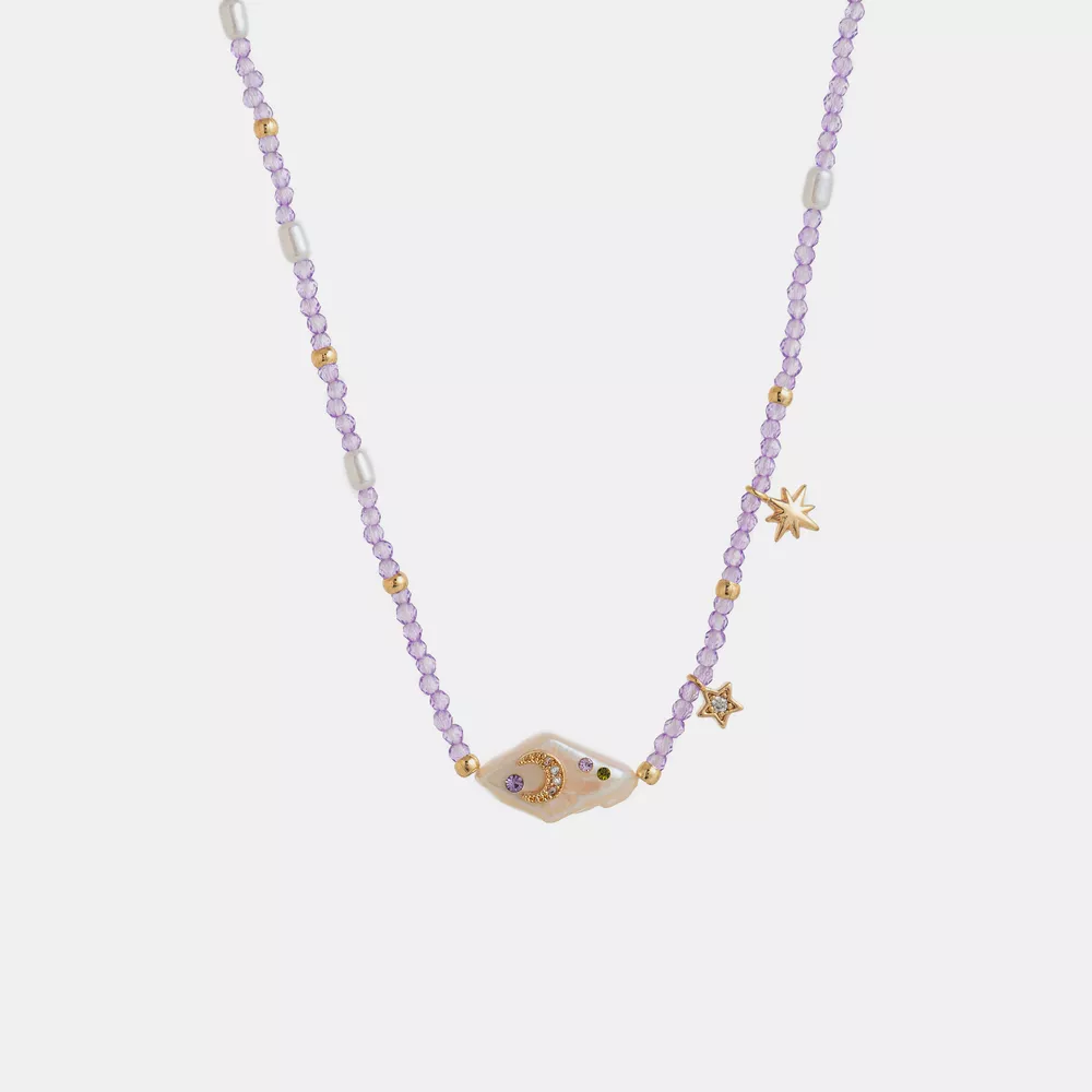Freshwater Pearl Star Moon Beaded Necklace, image 2