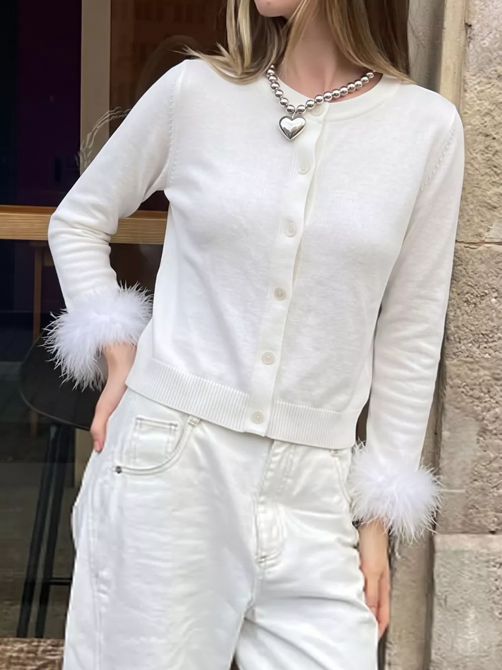Fuzzy Cuffs Button Up Cardigan, image 2