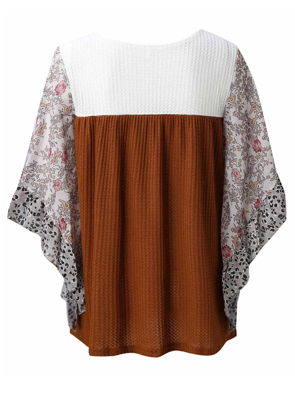 Full Size Printed Round Neck Three-Quarter Sleeve Blouse, image 24