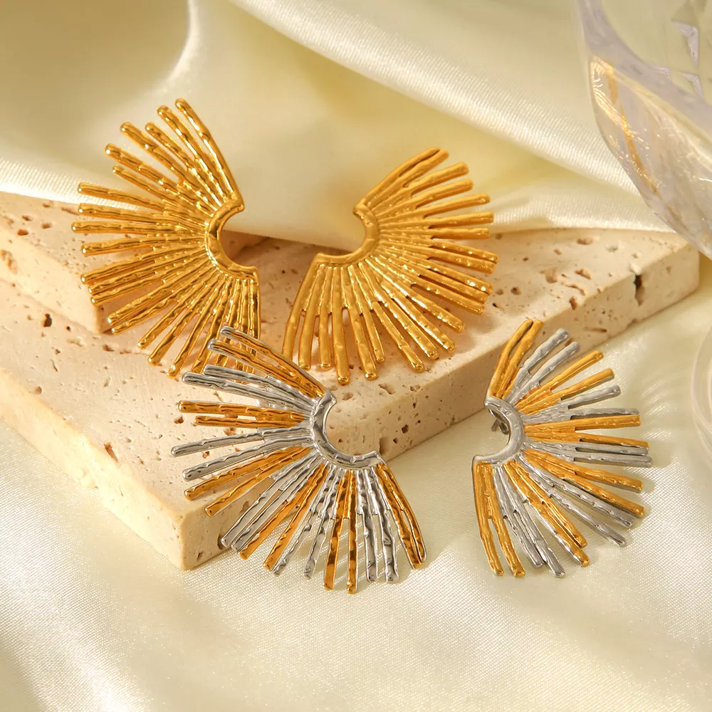Stainless Steel Fan-Shaped Earrings, image 5