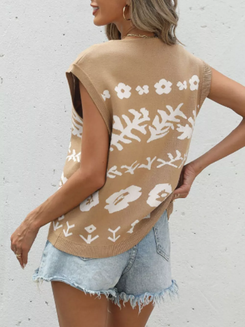 Floral V-Neck Cap Sleeve Cardigan, image 4