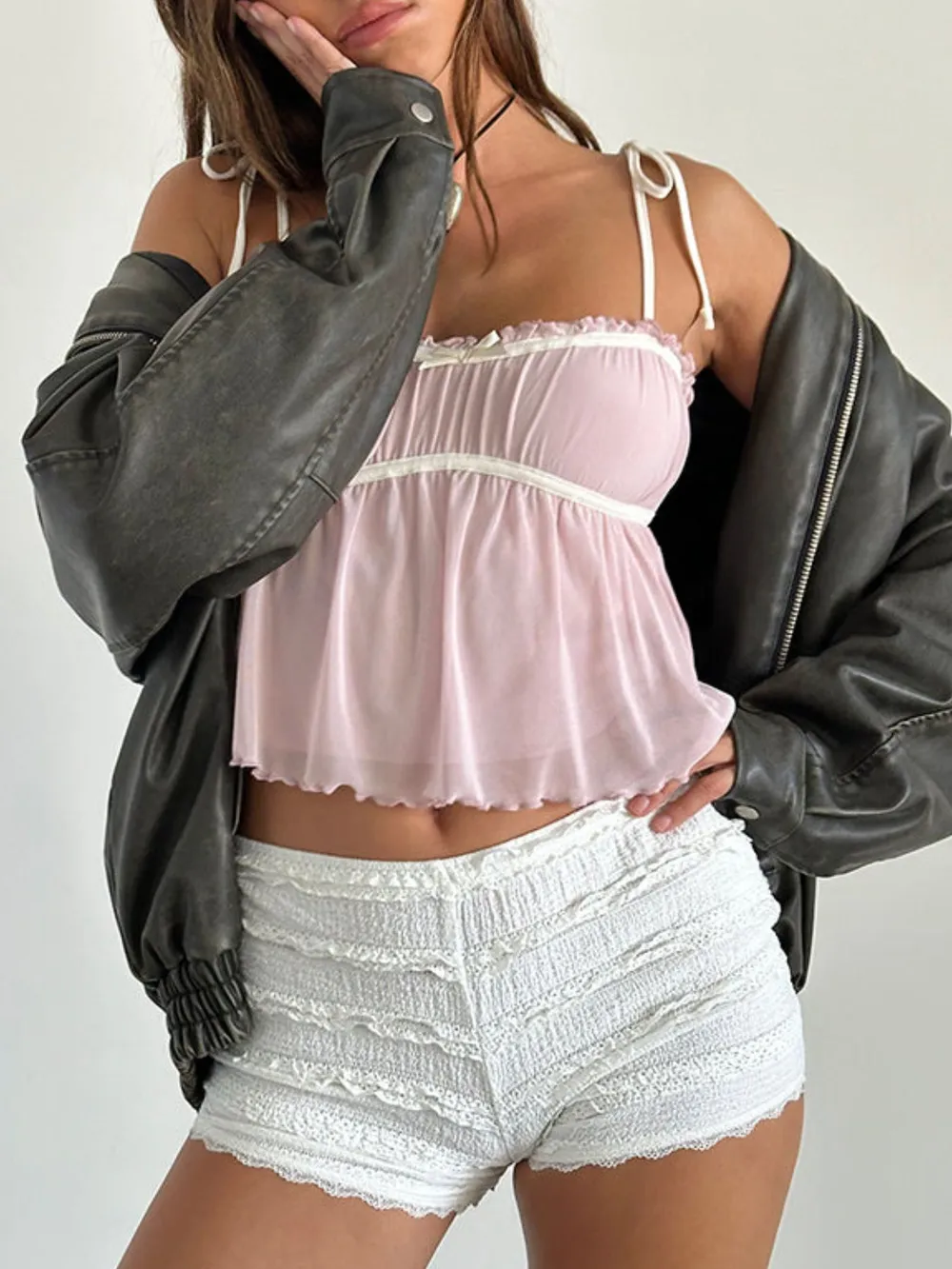 Contrast Trim Tie Straps Cami, image 9
