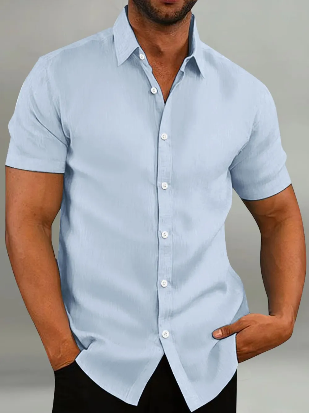 Men's Full Size Button Up Short Sleeve Shirt Plus Size, image 7