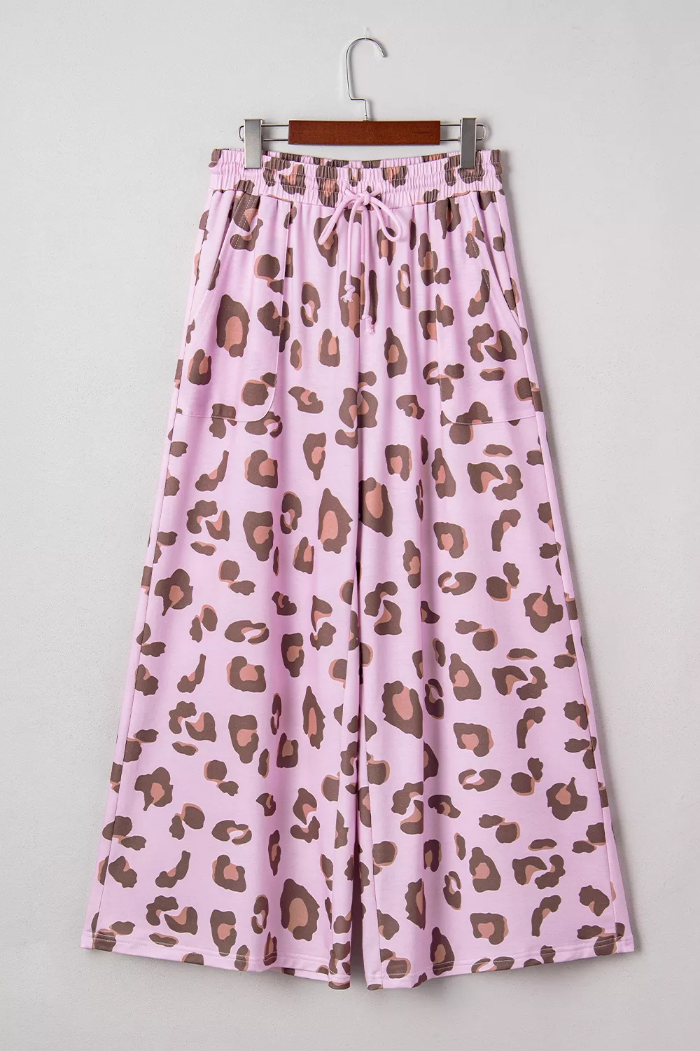 Drawstring Leopard Print Patch Pocket Loose Pants, image 3
