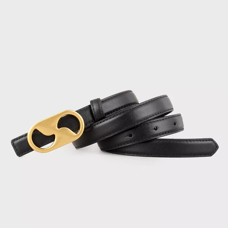 Leather Belt with Golden Buckle, image 2