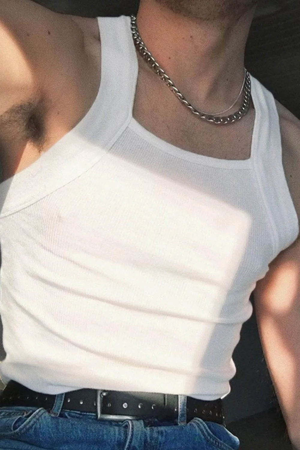 Men's Full Size Square Neck Wide Strap Tank Plus Size, image 2