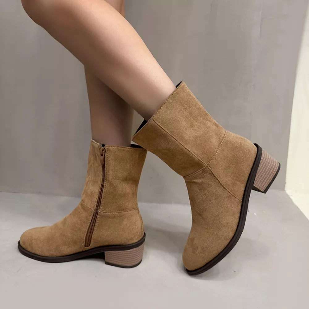 Round Toe Block Heels Ankle Boots, image 14