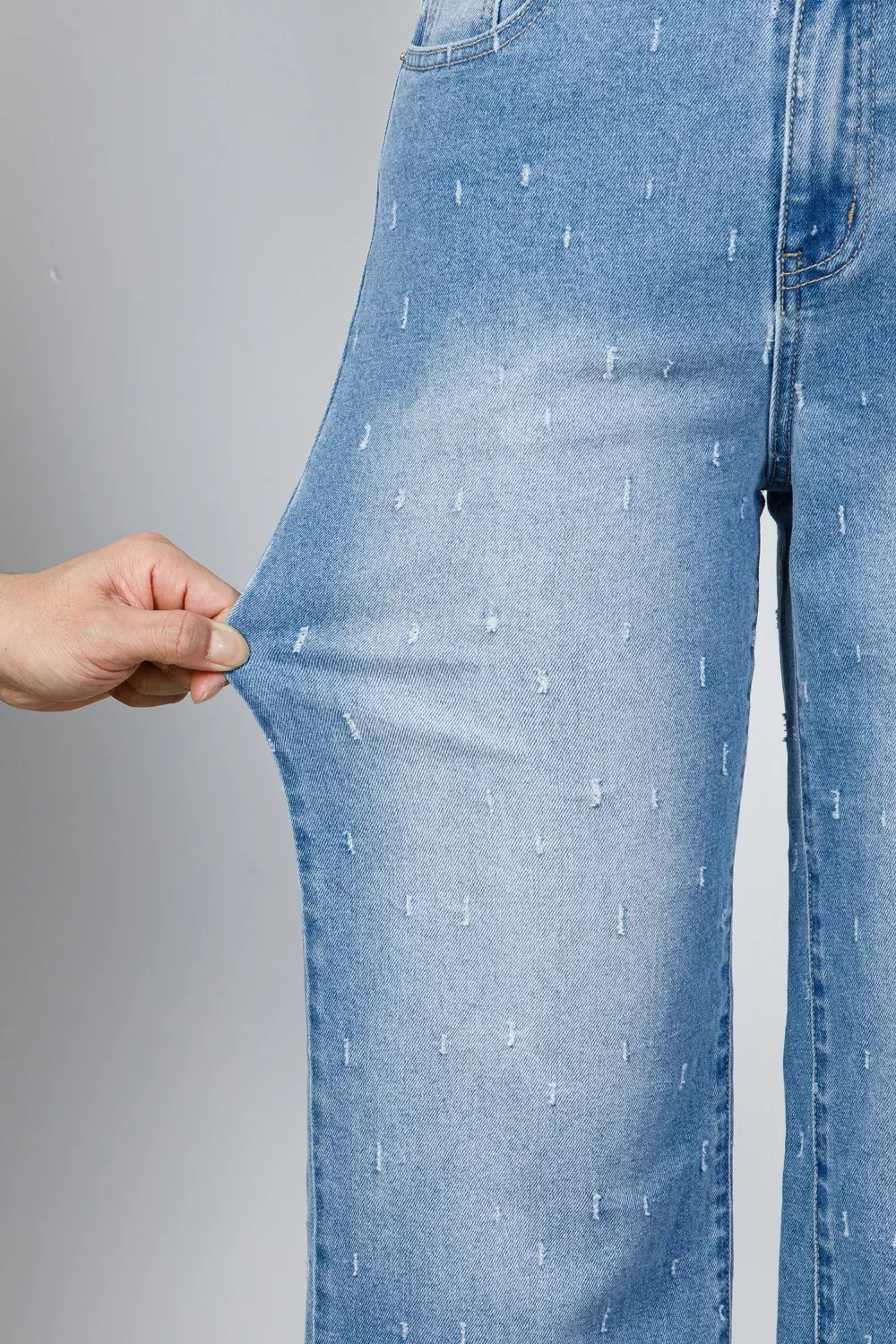 Distressed Detail Tummy Control Raw Hem Jeans, image 10