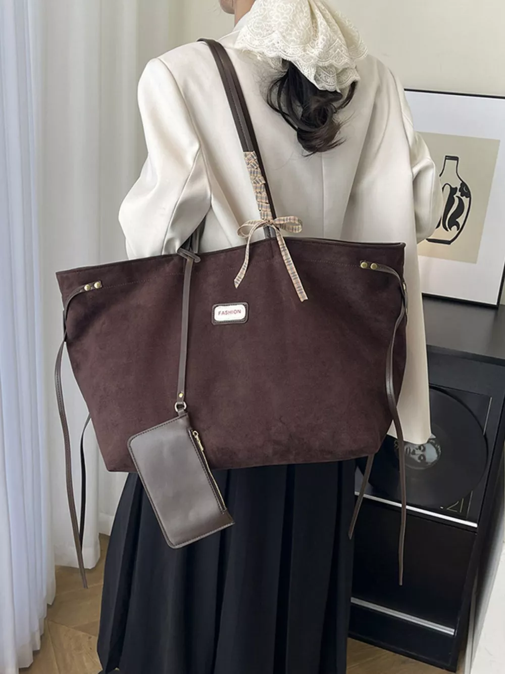 Vintage Suede Tote Bag, image 8