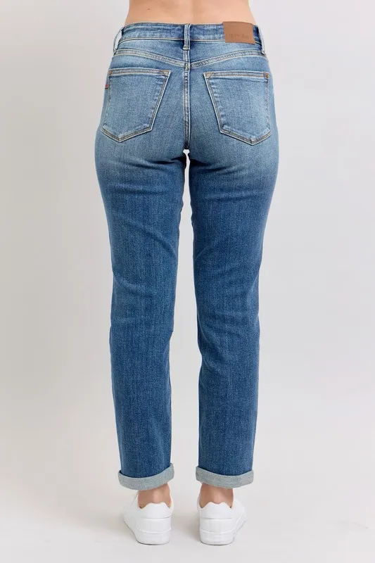 Full Size Mid Rise Skinny Cuff Jeans with Pockets Plus Size, image 4