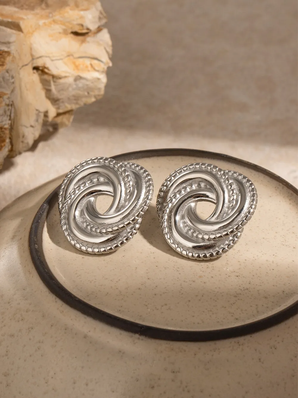 Stainless Steel Volution Stud Earrings, image 10