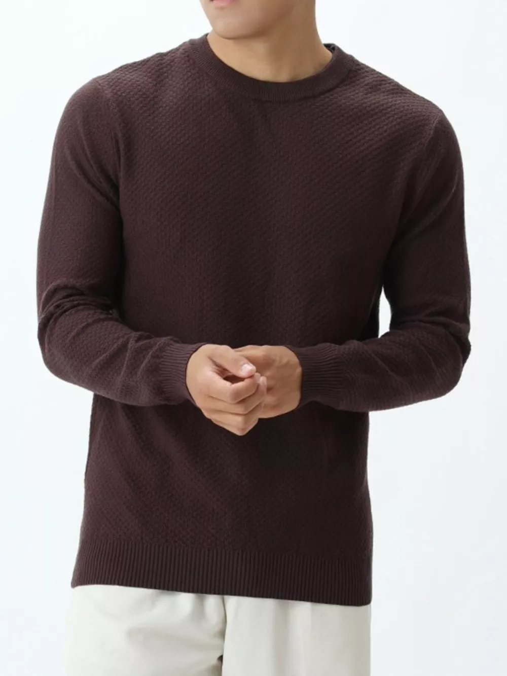 Men's Plus Size Textured Crew Neck Sweater, image 7