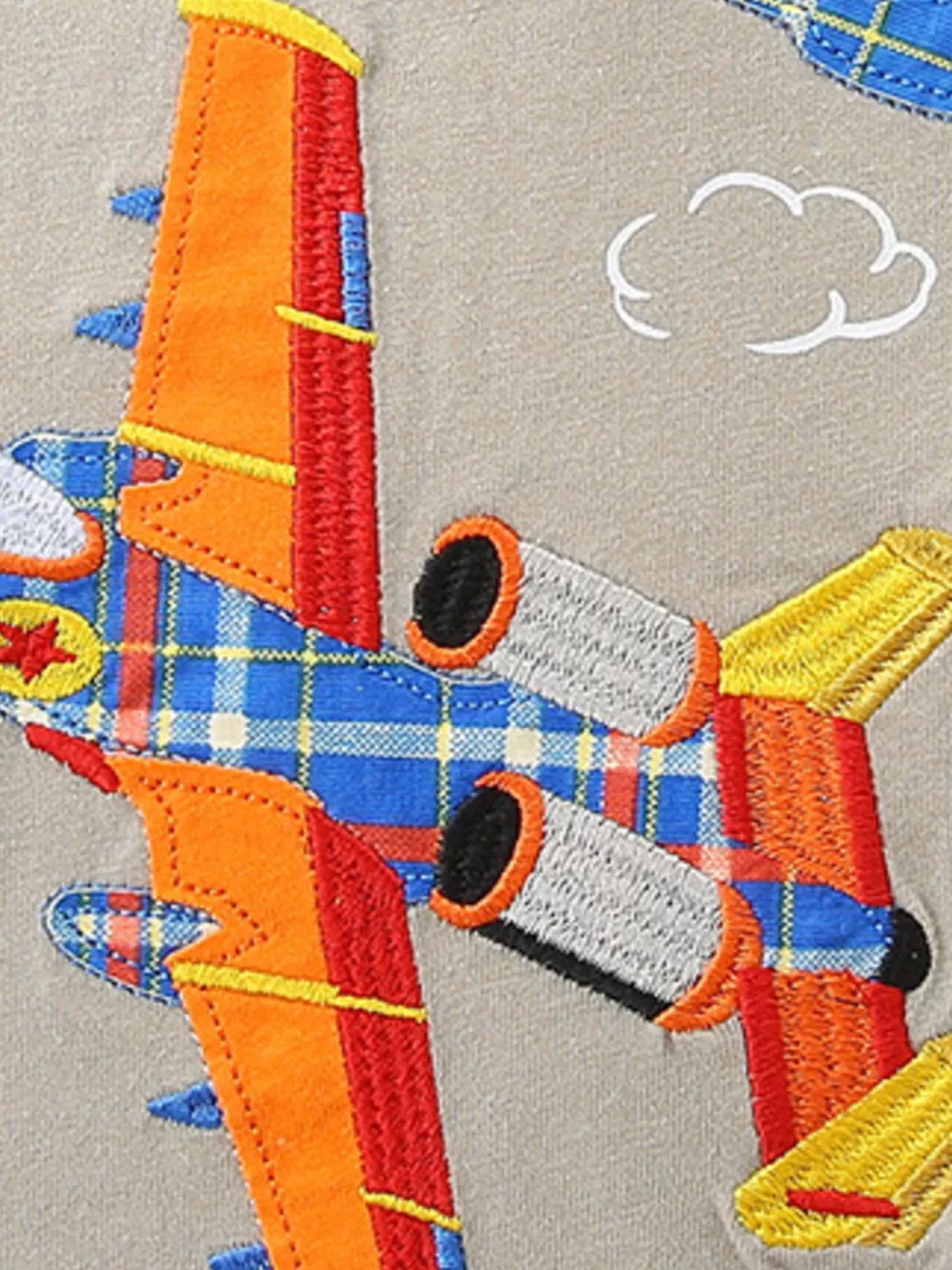 Children's Airplane Graphic Tee & Plaid Shorts Set, image 4