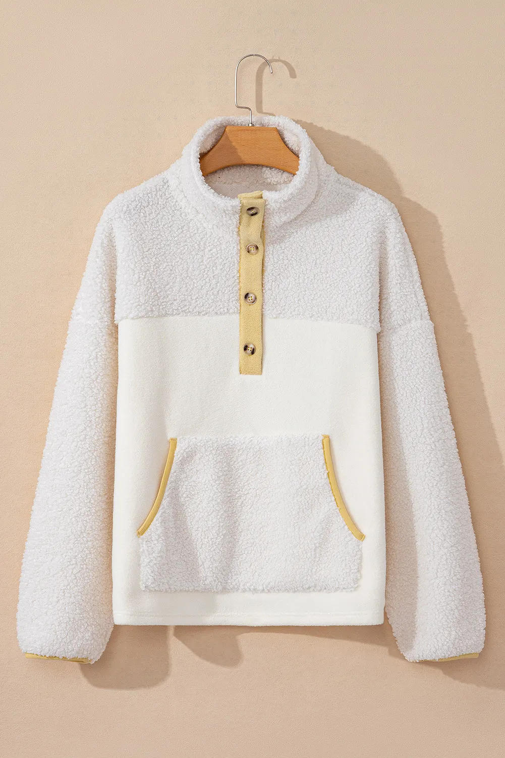 Mock Neck Long Sleeve Sherpa Sweatshirt, image 6