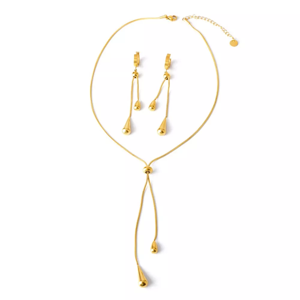 Teardrop Pendant Necklace and Earrings Jewelry Set, image 5