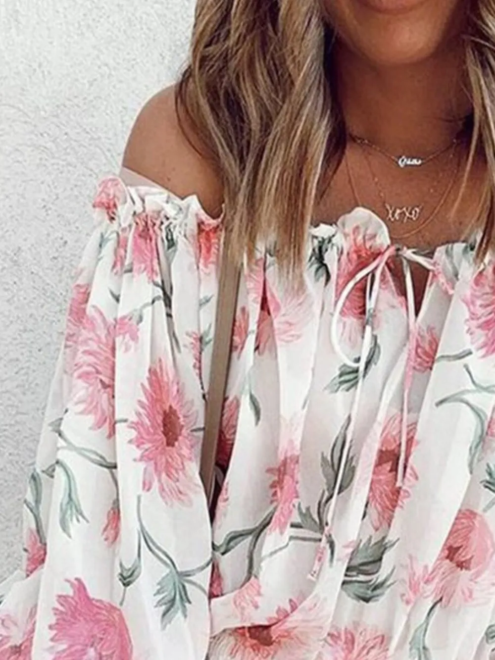 Off-Shoulder Floral Print Blouse, image 8