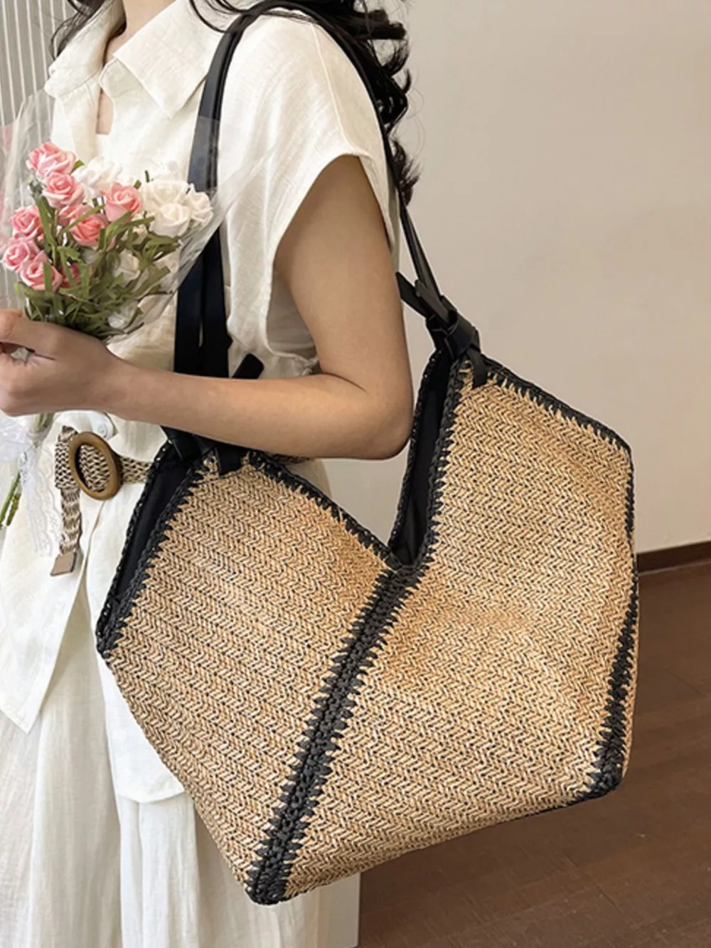 Woven Straw Shoulder Bag, image 7