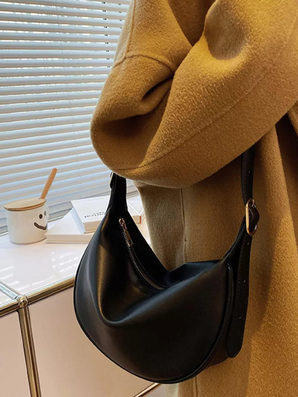 Adjustable Strap Crescent Crossbody Bag, image 5