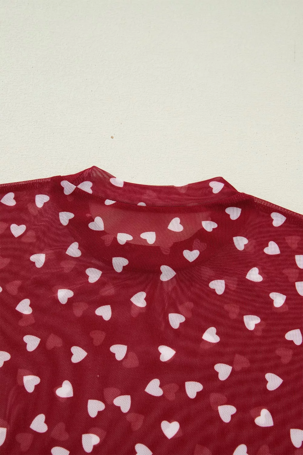 Sheer Heart Print Fitted Top, image 21