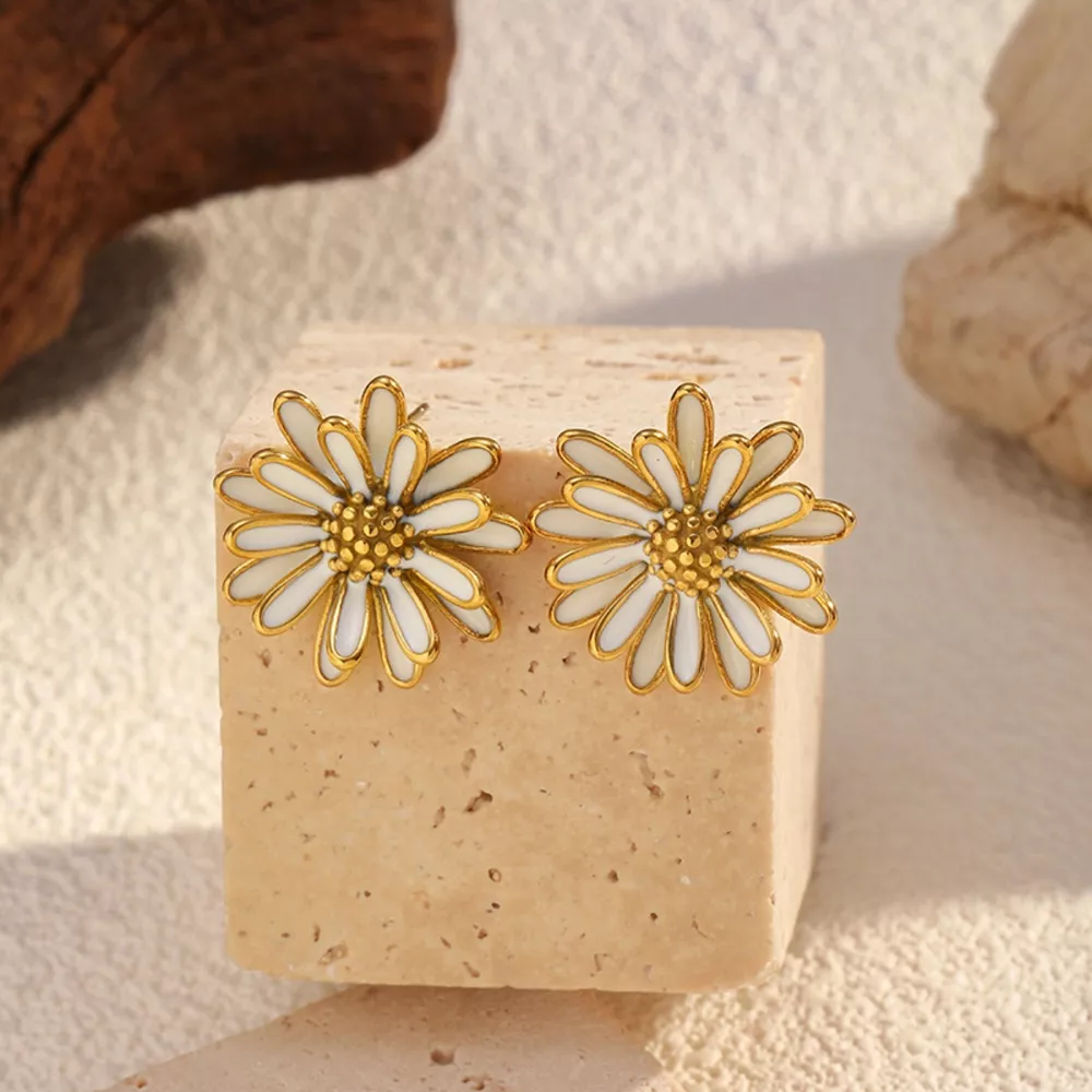 18K Gold-Plated Flower Stud Earrings, image 7