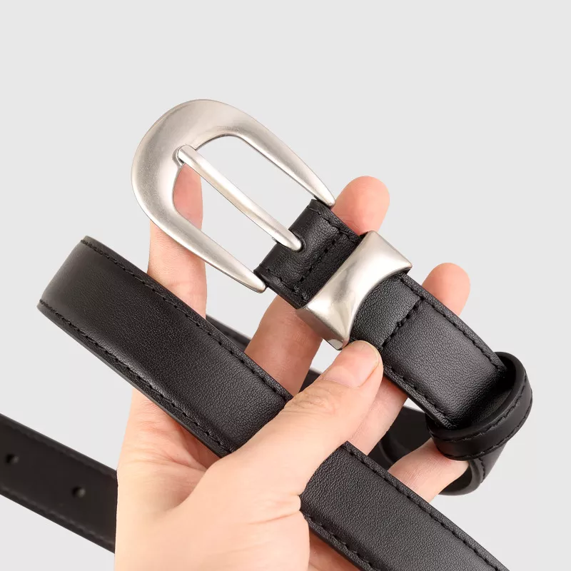 Classic Leather Belt with Silver Buckle, image 2