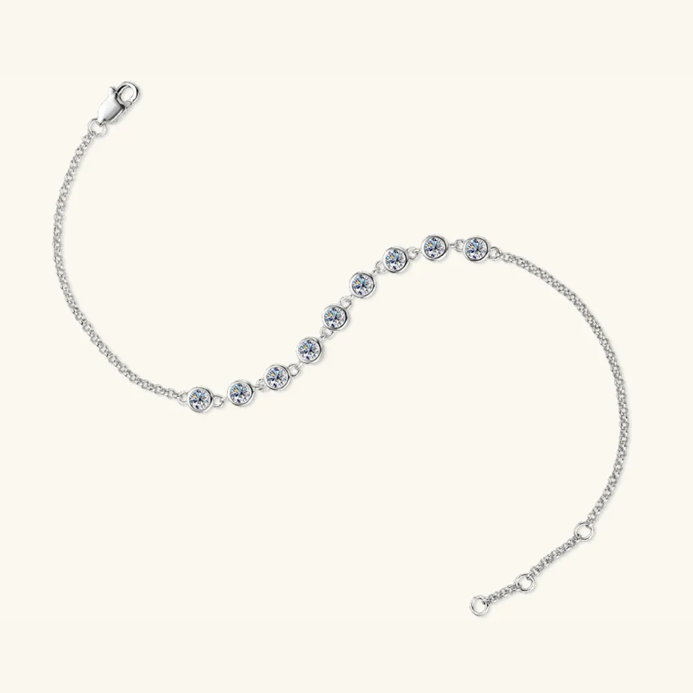 Inlaid Moissanite 925 Sterling Silver Bracelet, image 8