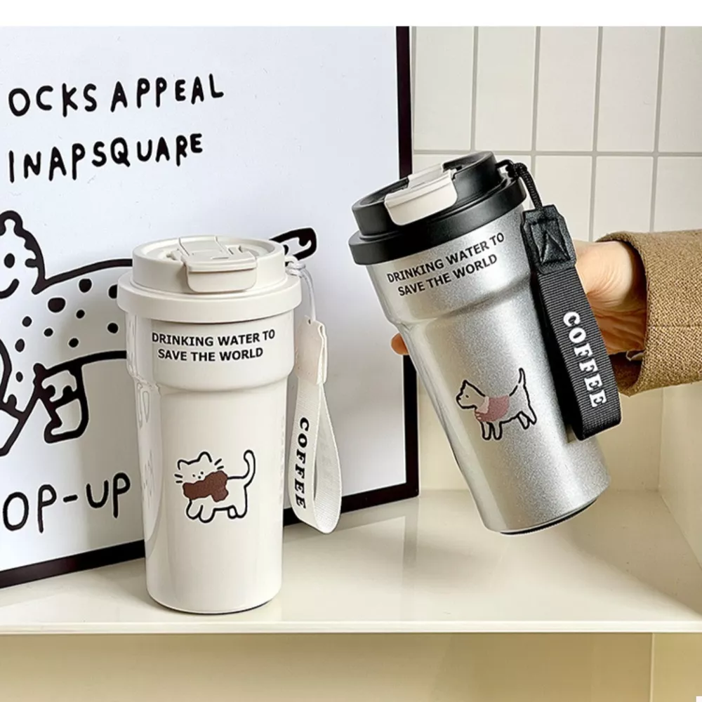 Cute Cat Stainless Steel Tumbler with Straw, image 2