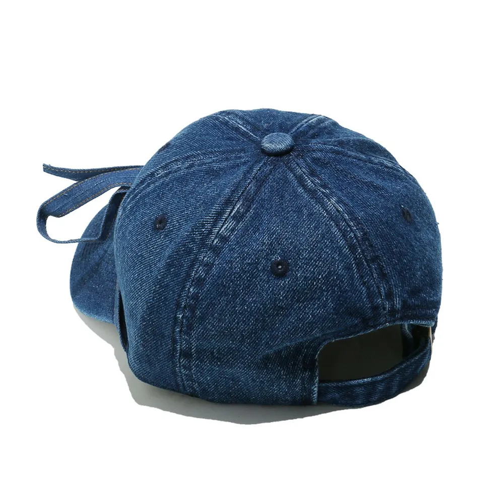 Washed Bow Denim Baseball Cap, image 7