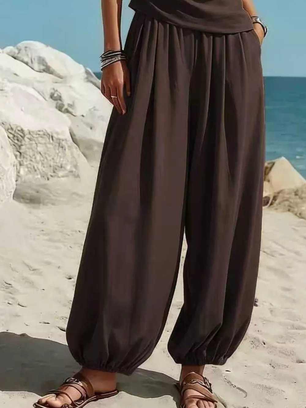 Full Size One-Shoulder Sleeveless Top and Harem Pants Set Plus Size, image 15