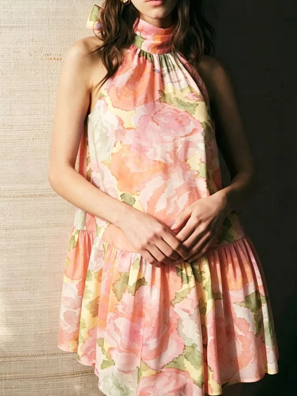 Full Size Floral Print Sleeveless Mini Dress Plus Size