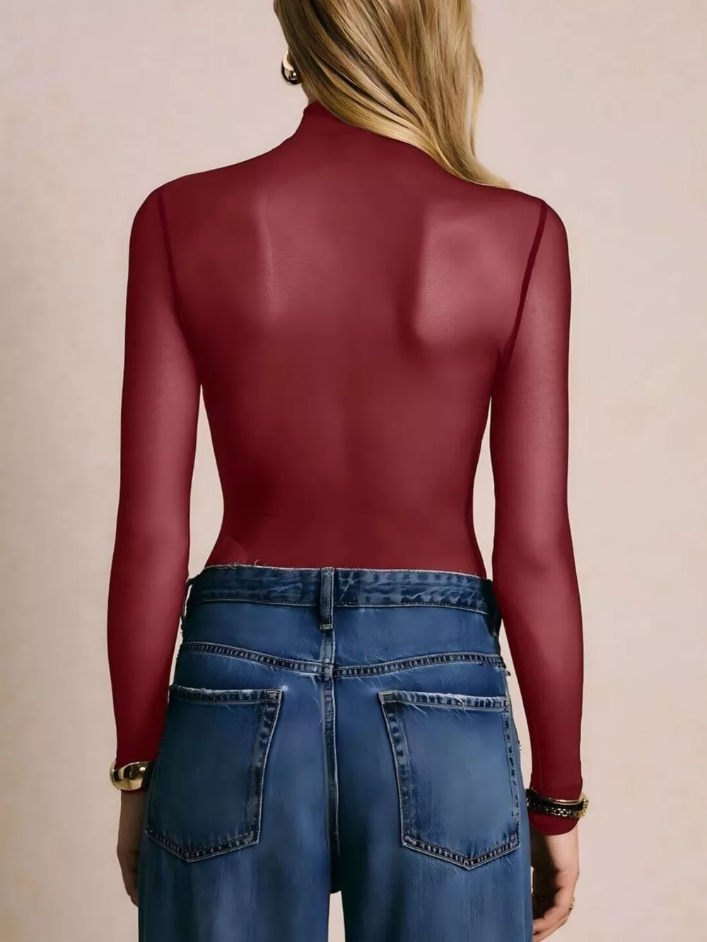 Mesh Long Sleeve Bodysuit, image 6
