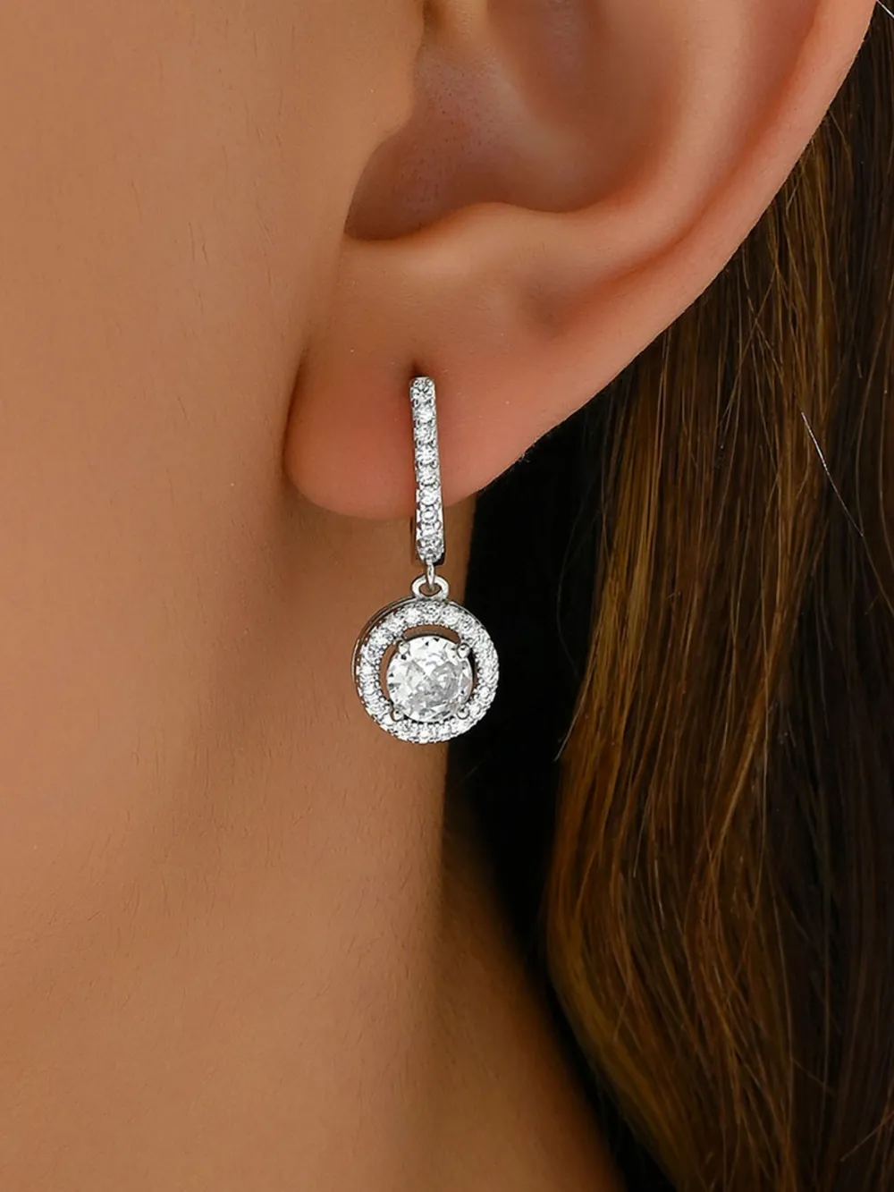 Stainless Steel Zircon Drop Earrings, image 4