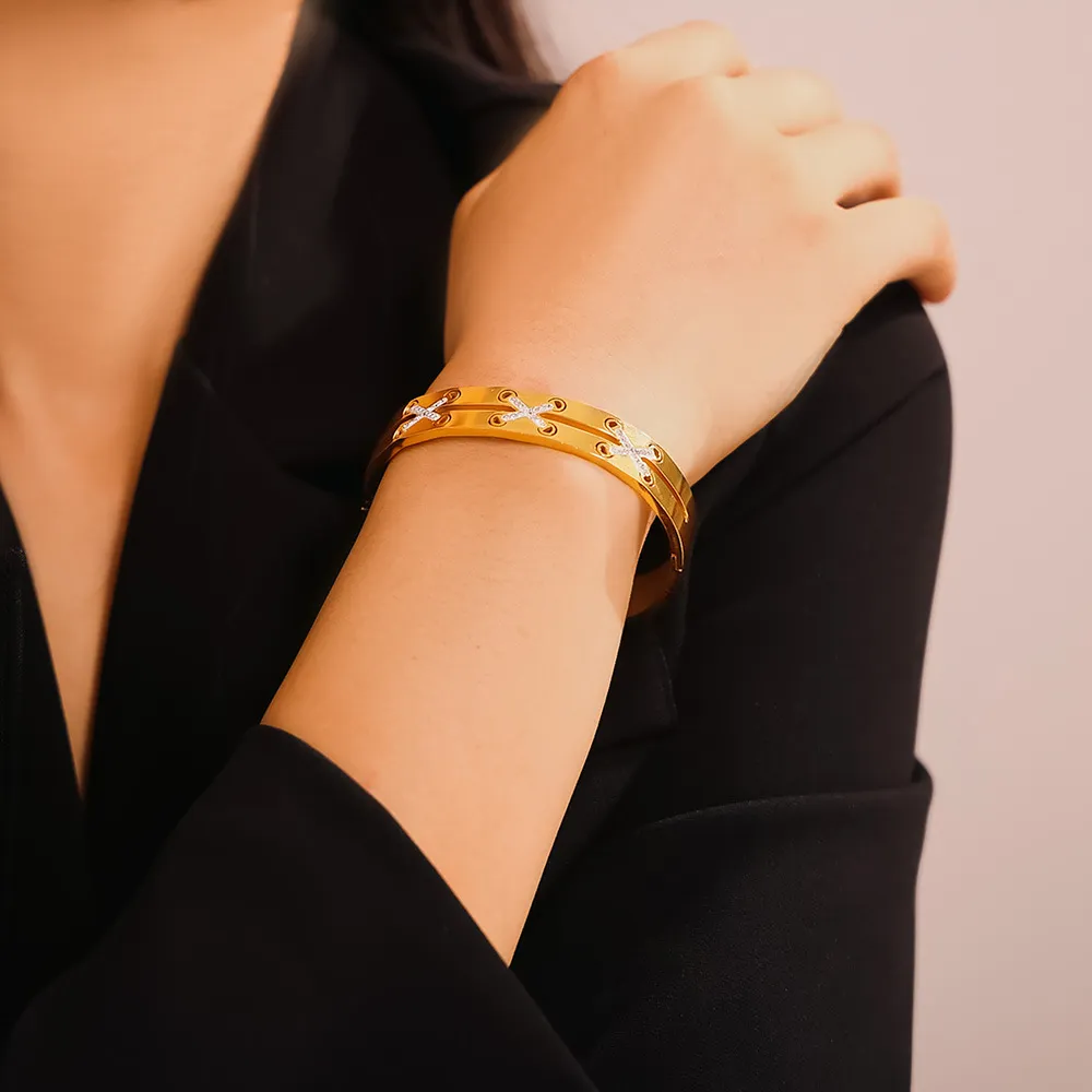18K Gold-Plated Czech Diamond Bracelet, image 2