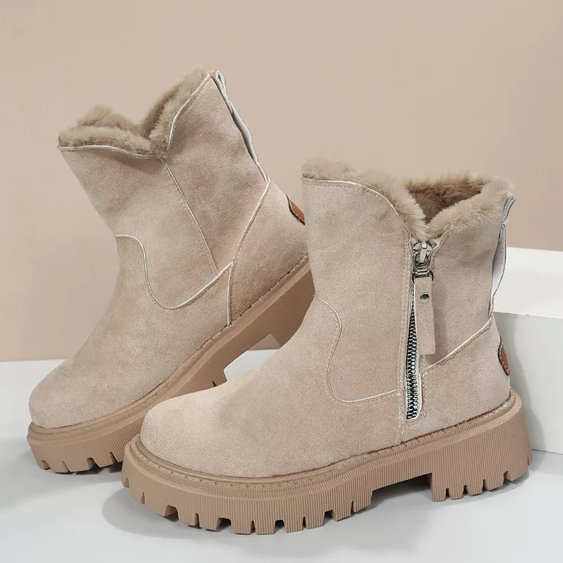 Side Zipper Fuzzy Boots, image 4
