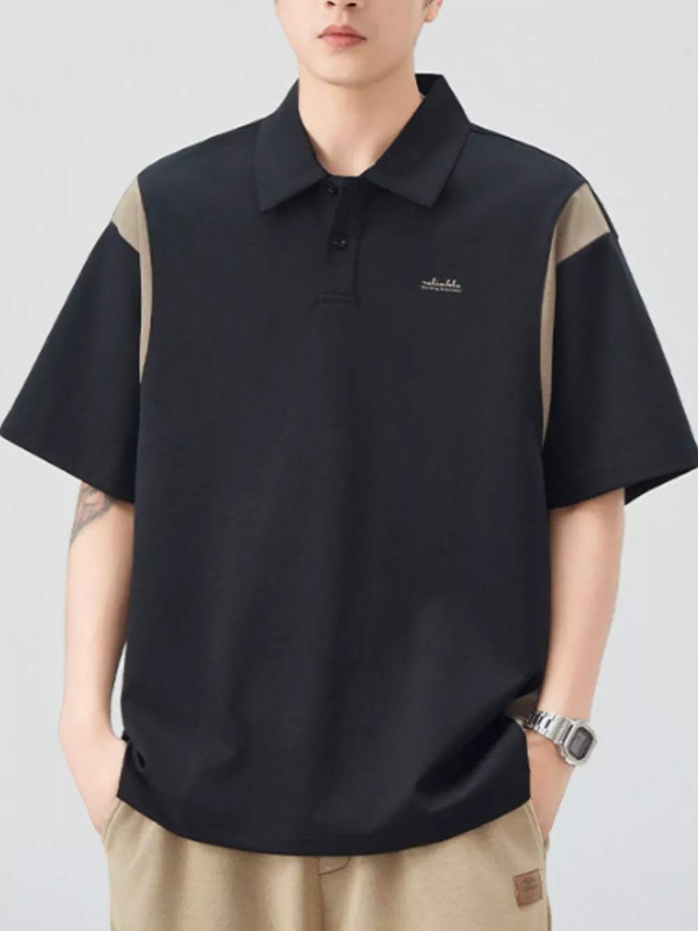 Men's Plus Size Button Detail Short Sleeve Polo, image 12