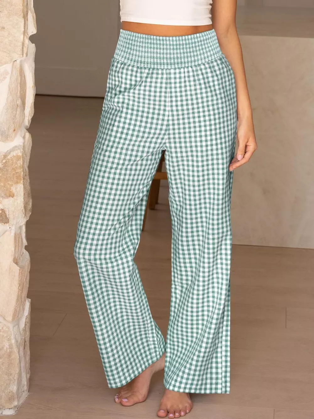 Gingham High Waist Wide Leg Pants, image 12