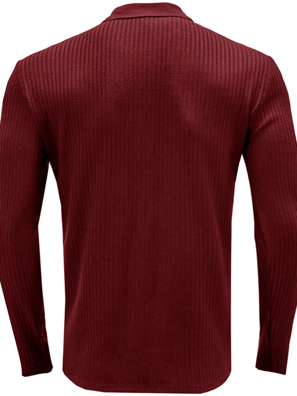 Men's Ribbed Knit Long Sleeve Polo, image 3
