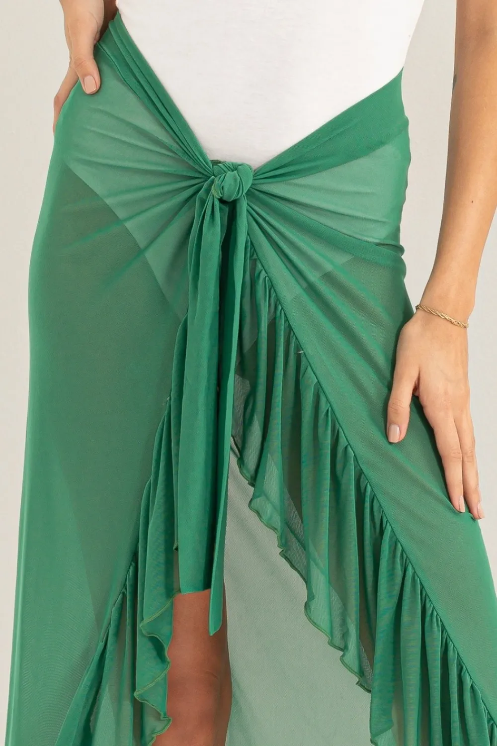 Ruffle Trim Cover Up Sarong Skirt, image 5