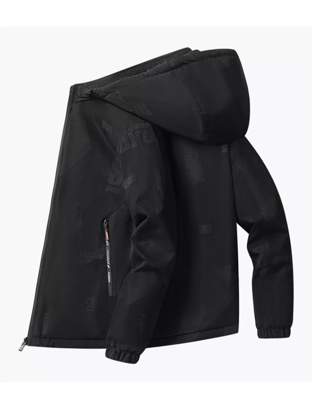 Men's Plus Size Zip Up Long Sleeve Hooded Jacket, image 4